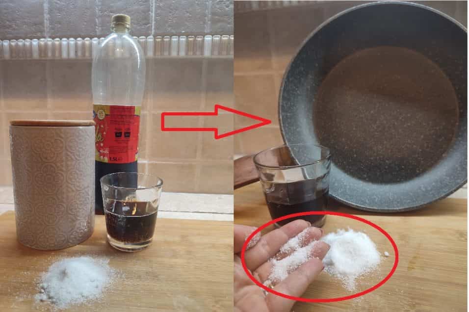 Pulire la padella con sale e coca cola