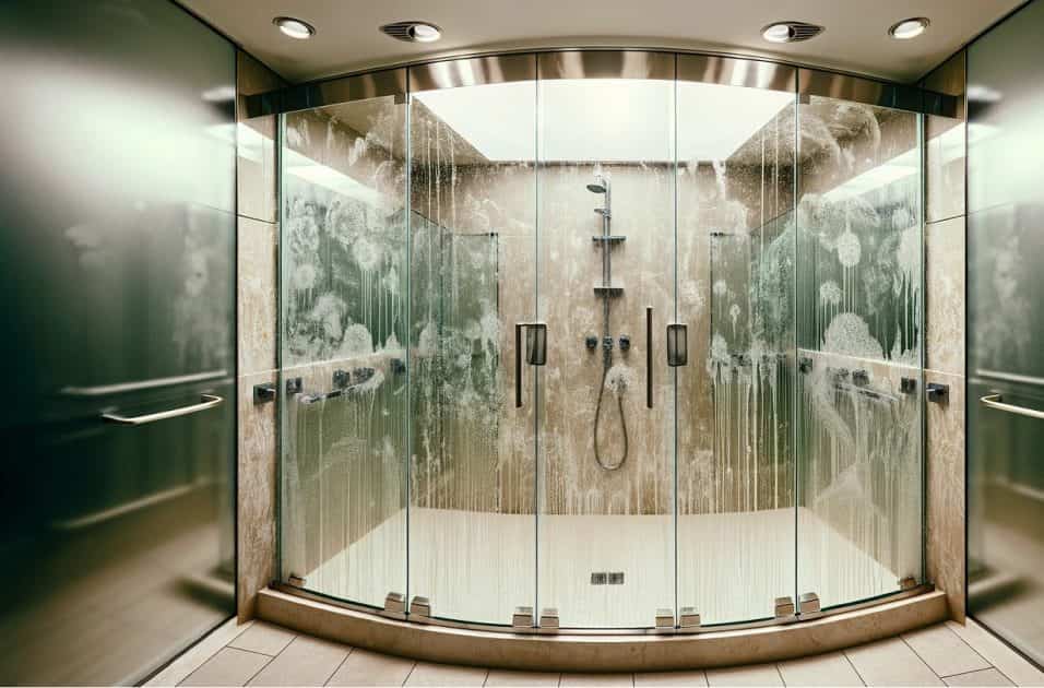 Cabina doccia con aloni di calcare