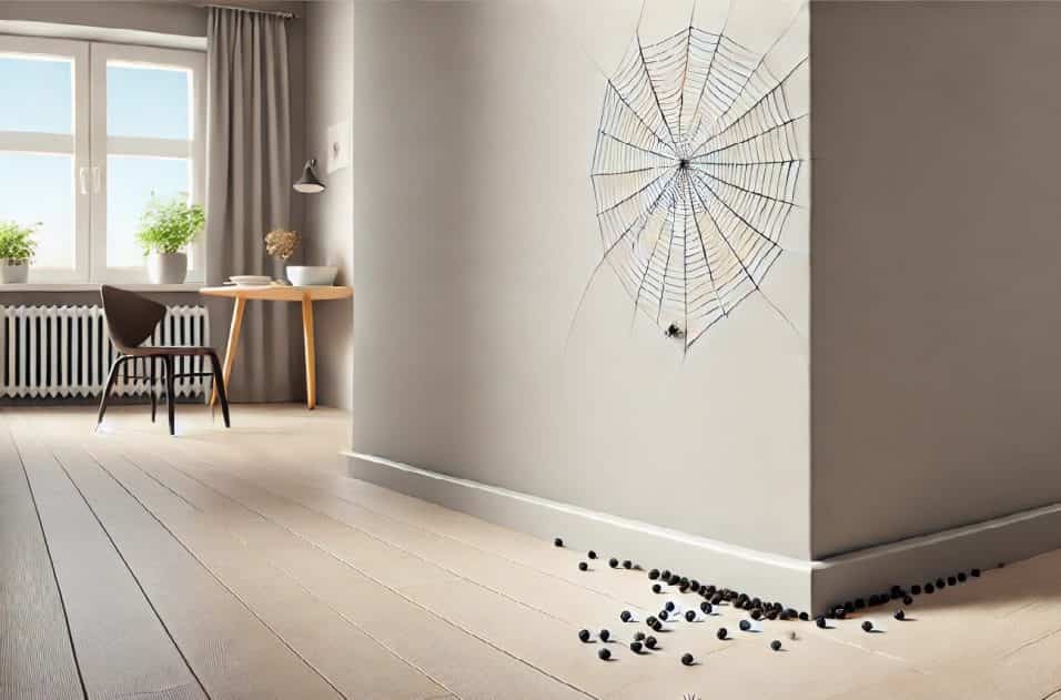 Polvere di pepe nero sparsa negli angoli di una stanza per eliminare le ragnatele