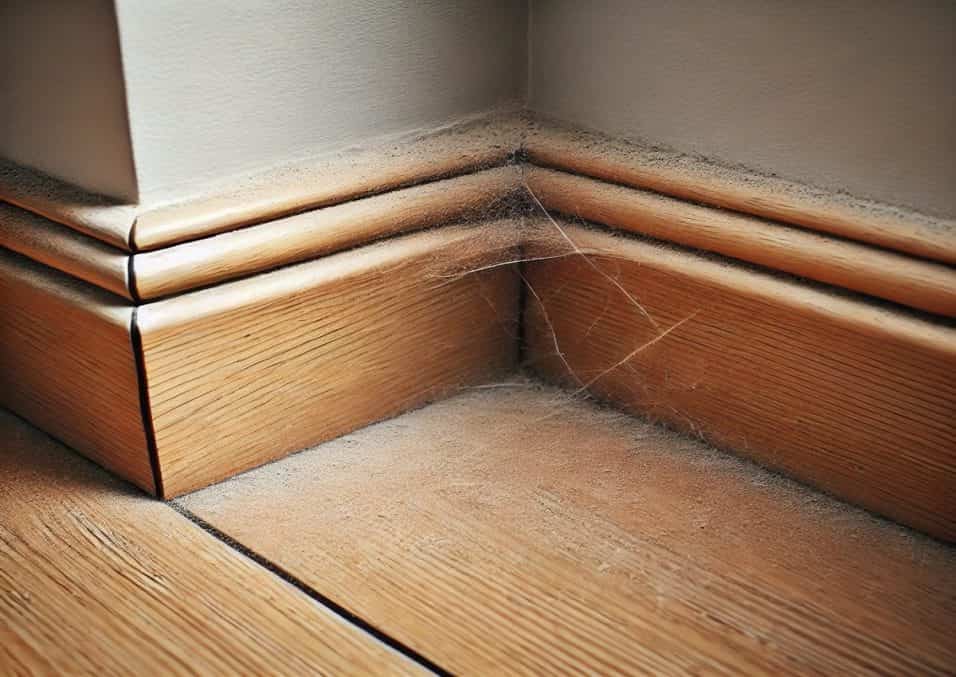 Un aspirapolvere con accessorio per fessure che pulisce la polvere dagli angoli difficili di una stanza