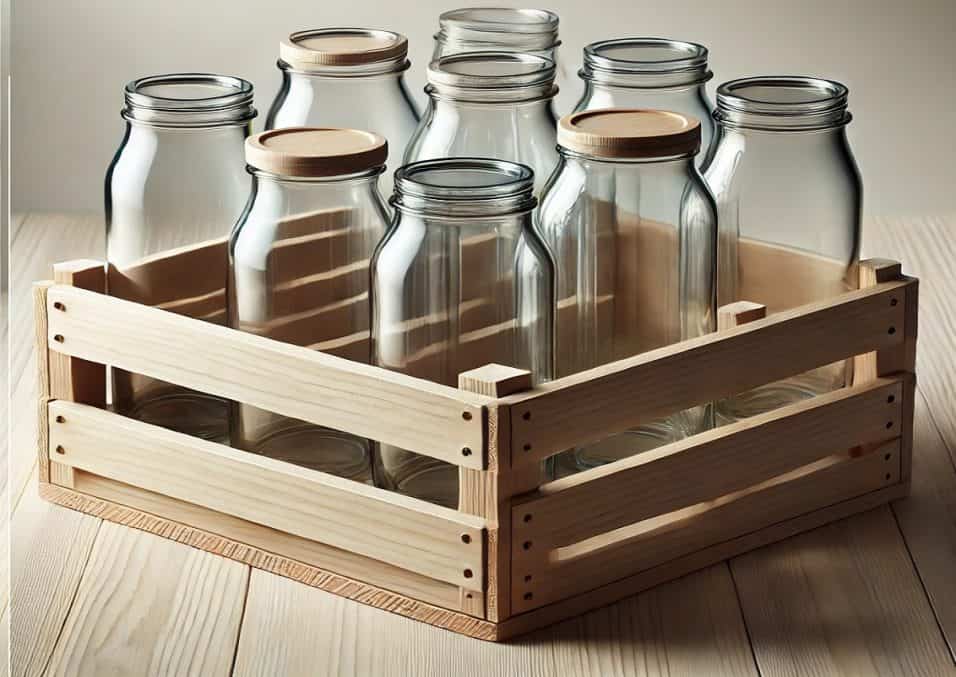 Immagine di vasetti sterilizzati pronti per conserve fatte in casa.