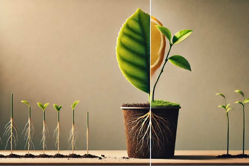 Una foglia di limone sana e verde pronta per essere utilizzata nel processo di moltiplicazione della pianta