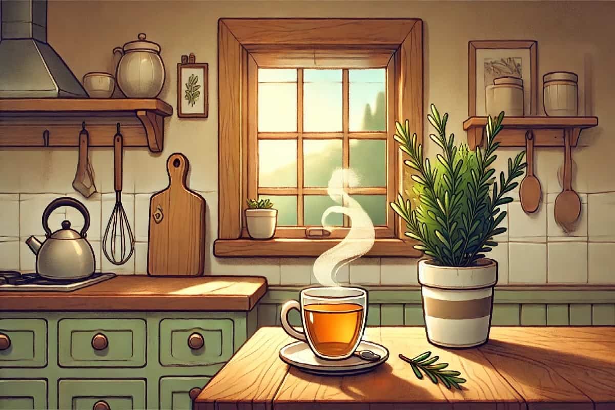 Tazza di infuso di rosmarino, benefici per la salute e la bellezza