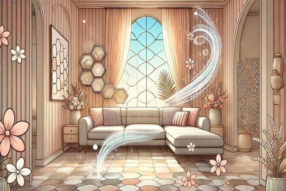 bottiglia di olio essenziale e fette di limone per profumare la casa naturalmente