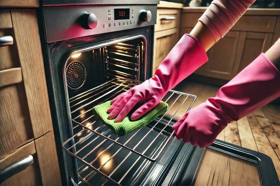 Limone tagliato a metà utilizzato per la pulizia naturale del forno, un rimedio ecologico ed efficace