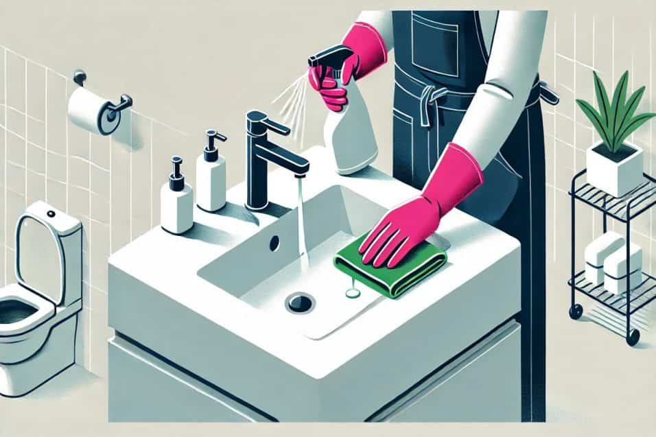 vista di un bagno pulito con attenzione a soffione doccia, sifone e spazzolino WC