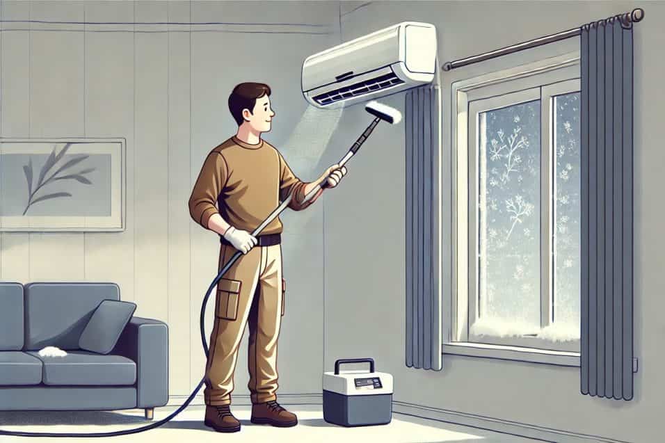 condizionatore domestico con filtri puliti per riscaldamento invernale