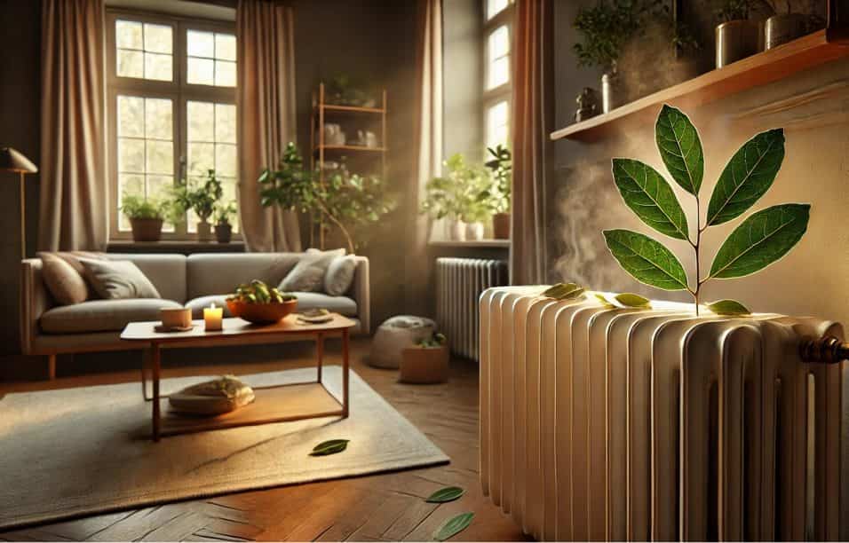 Foglie di alloro sul termosifone