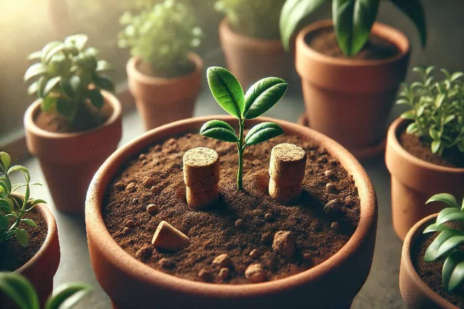 Tappi di sughero nel terreno