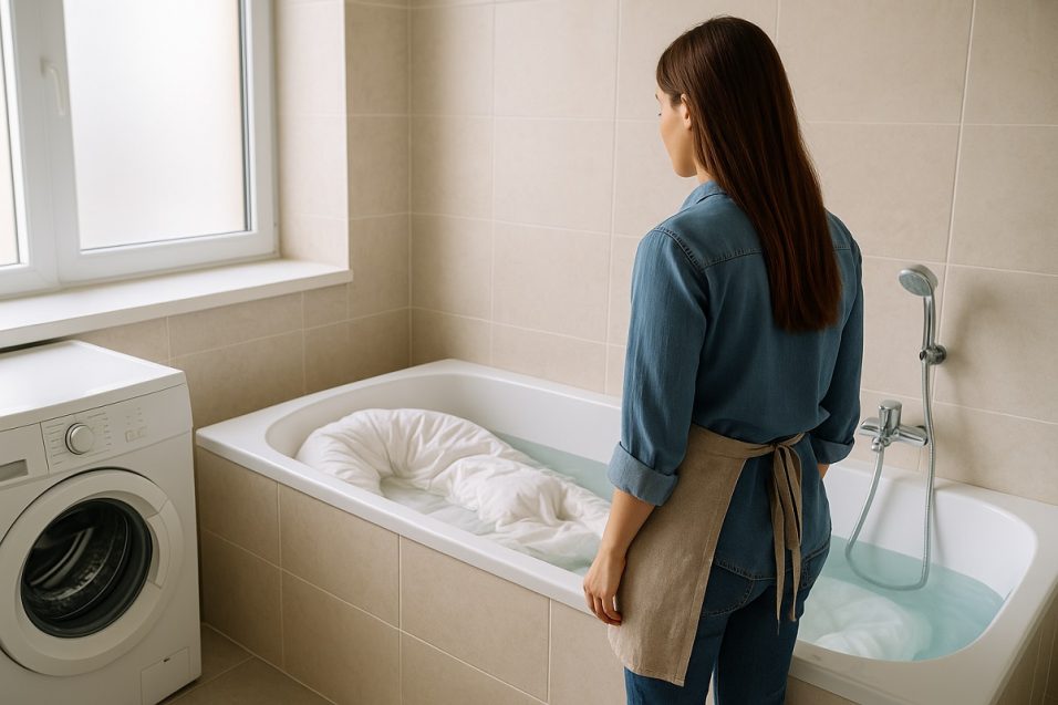 Un metodo semplice e alla portata di tutti per lavare a casa anche un piumone troppo grande senza usare la lavatrice.