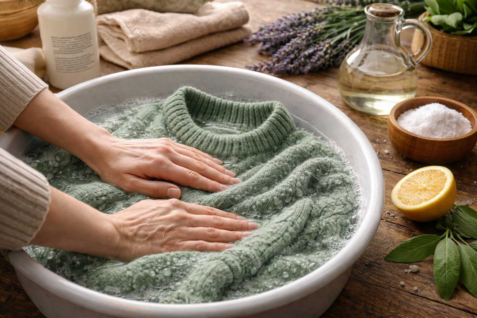 Rimedio della nonna per recuperare un indumento di lana irrigidito e rovinato dal lavaggio, riportando morbidezza e forma con metodi delicati.