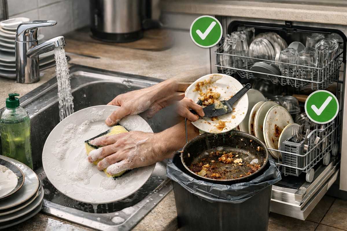 Perché lavare i piatti a mano prima di metterli in lavastoviglie è un’abitudine inutile che causa sprechi di acqua ed energia e come usare correttamente la lavastoviglie per ottenere risultati migliori.