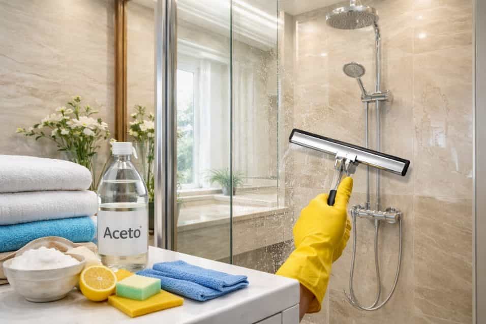 Doccia sempre brillante come in hotel: il trucco con aceto elimina calcare e aloni in pochi minuti