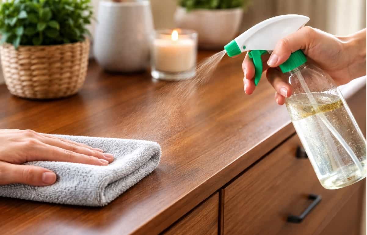 Miscela naturale antipolvere che protegge i mobili e riduce la polvere a lungo