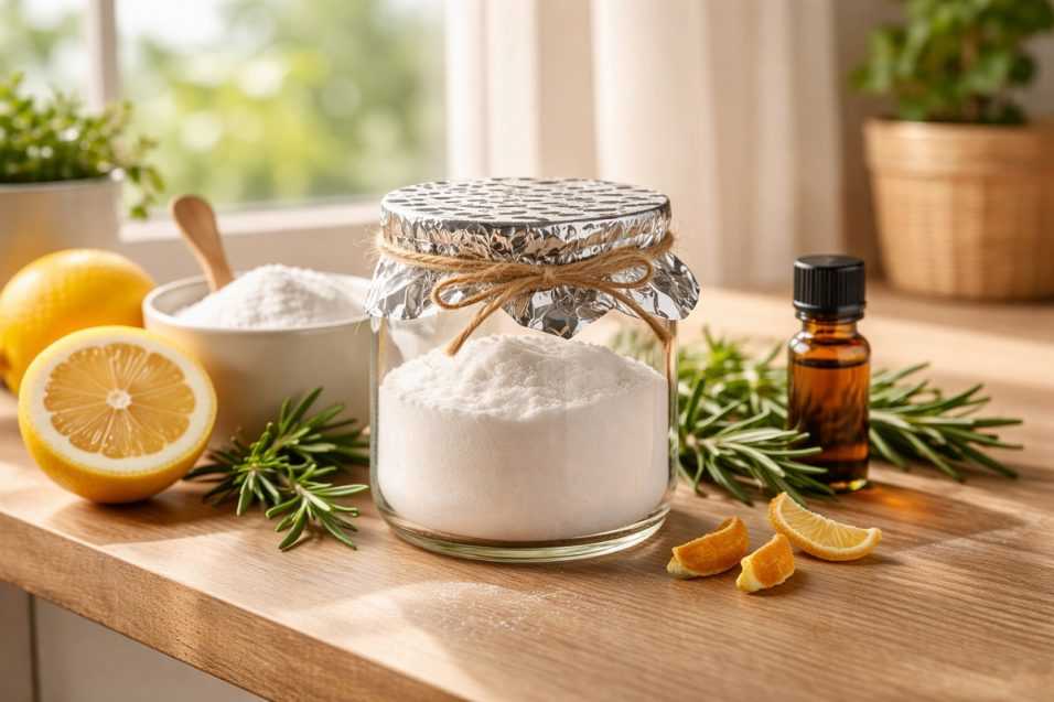 Profumatore naturale fai da te con bicarbonato e oli essenziali per profumare tutta la casa spendendo pochissimo.