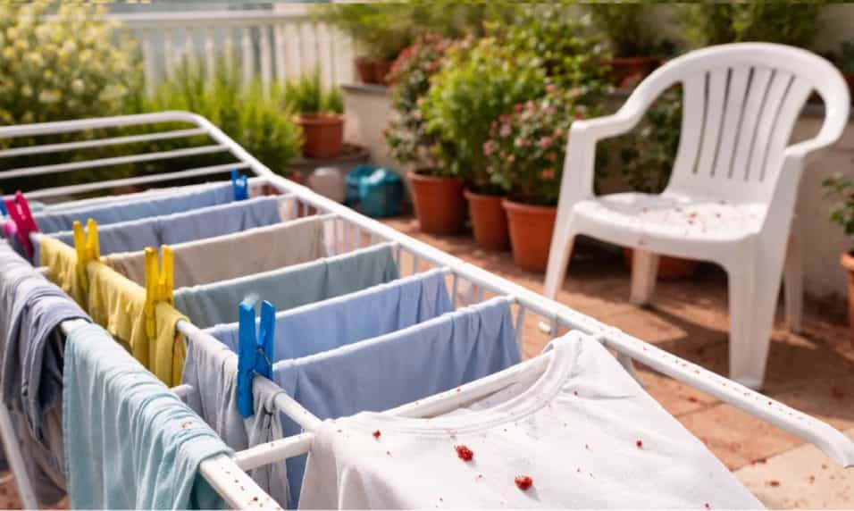 Ragnetti rossi sul balcone invadono stendino e superfici: come prevenirli ed evitare macchie sui vestiti