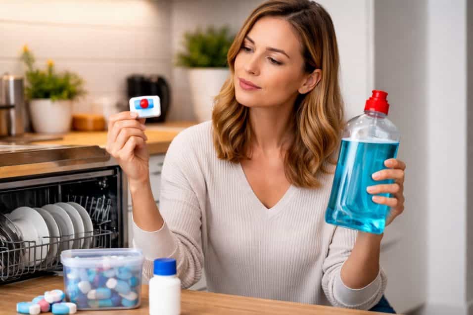 Lavastoviglie, meglio pastiglie o detersivo liquido? Scopri il verdetto dei tecnici per lavare meglio, evitare residui e proteggere la macchina nel tempo.