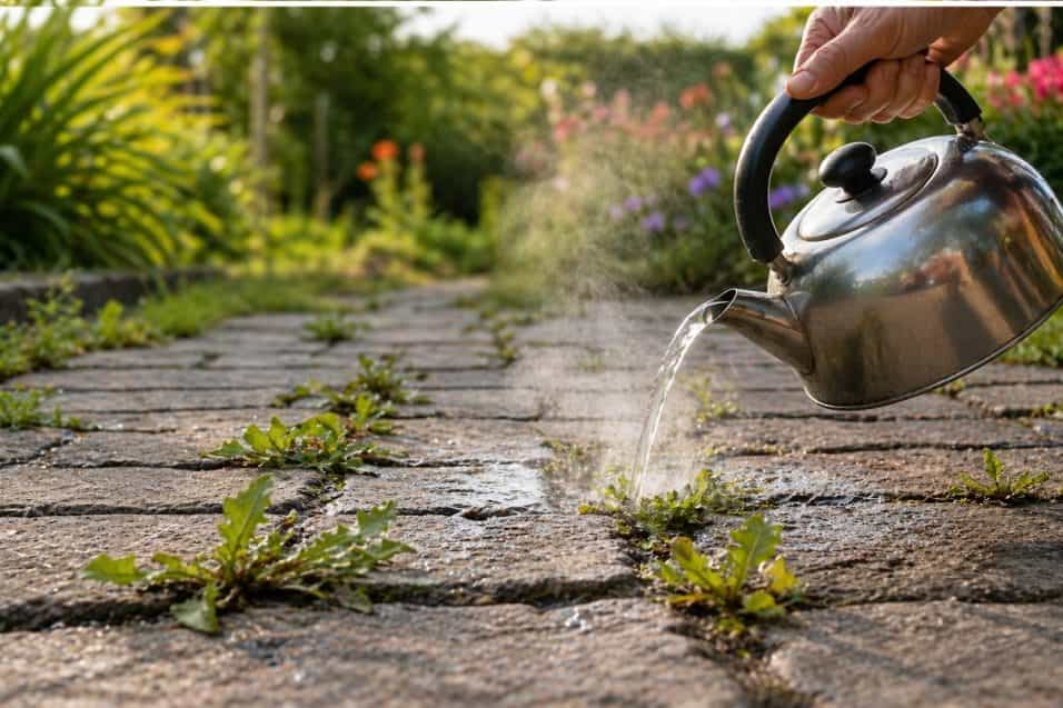 l trucco dei nonni per eliminare le erbacce senza diserbanti: come usare acqua bollente e sale nel modo giusto