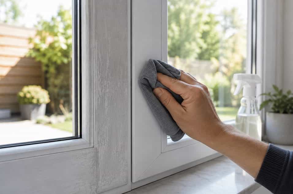 Infissi opacizzati e spenti? Ecco come pulirli e lucidarli in casa con prodotti semplici, scegliendo il metodo giusto per PVC, alluminio e legno.