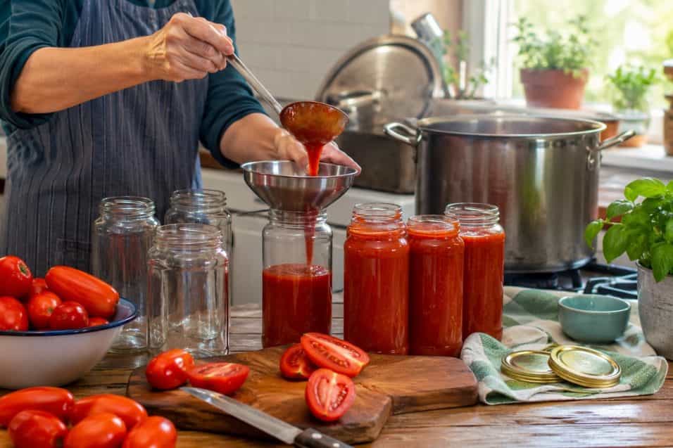 Conserva di pomodoro fatta in casa: quali pomodori scegliere, come preparare e pastorizzare la passata in sicurezza e quali rischi evitare.