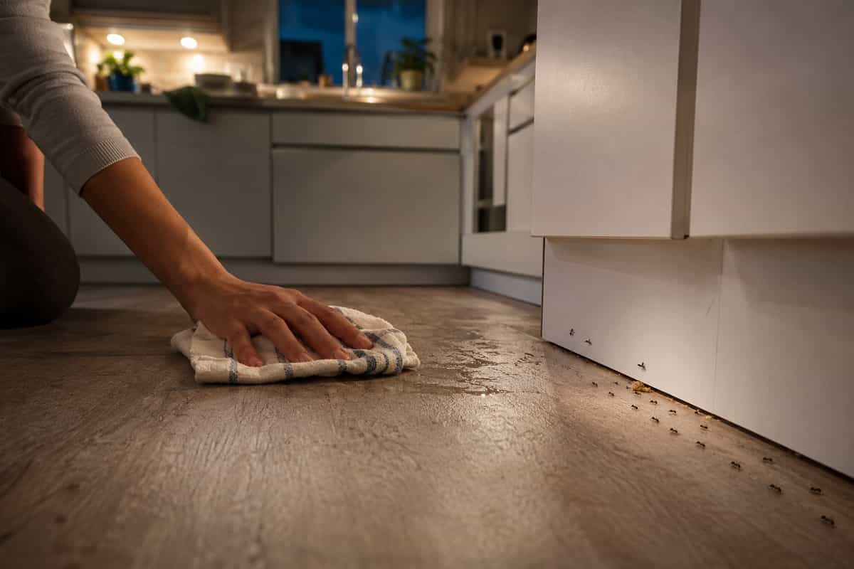 Formiche in cucina a luglio e agosto: l’errore nella pulizia serale, i residui nascosti e il metodo più efficace per eliminare la colonia.