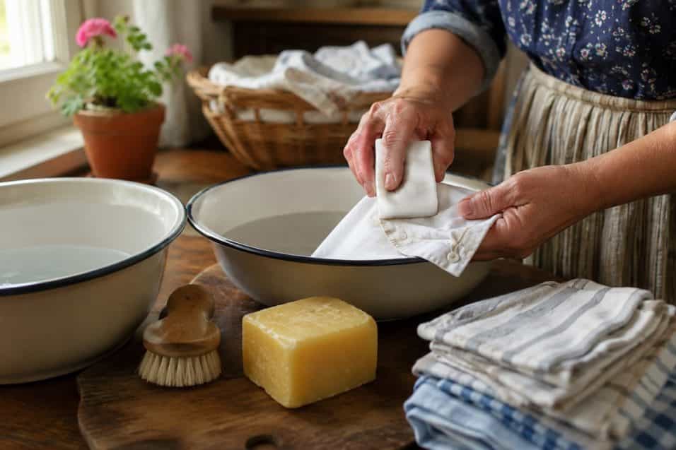 La vecchia saponetta da bucato può pulire molto più dei vestiti: 15 usi in casa, dosi, diluizioni, differenze tra sapone di Marsiglia e sapone giallo e superfici da evitare.