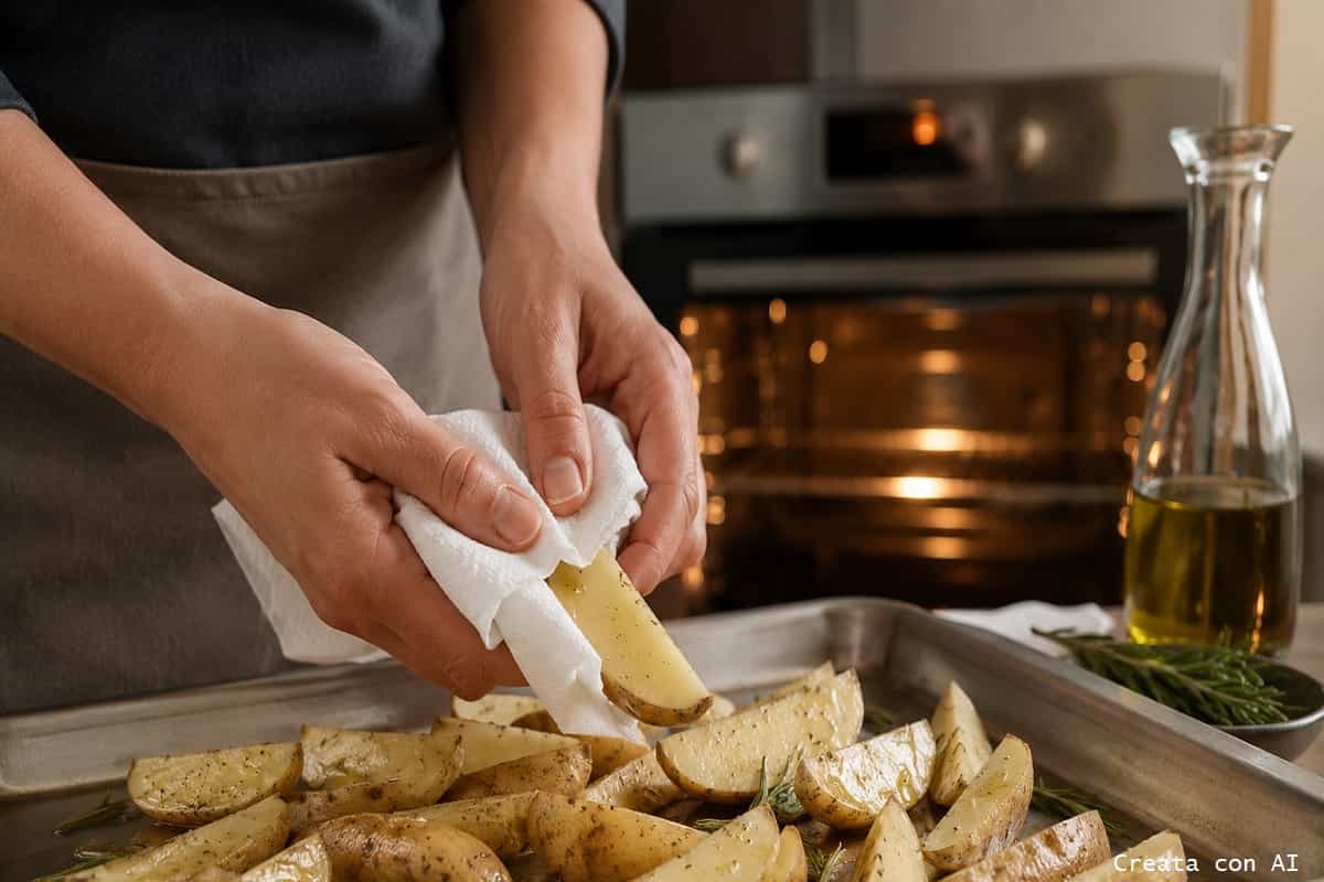 Patate al forno morbide e poco croccanti? Un errore prima della cottura può cambiare il risultato