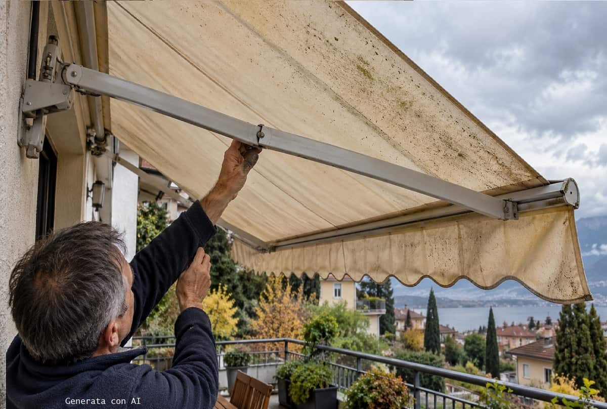 Usi sempre meno la tenda da sole? Prima delle piogge autunnali controlla tessuto, umidità e meccanismi: un piccolo segnale può diventare un problema.